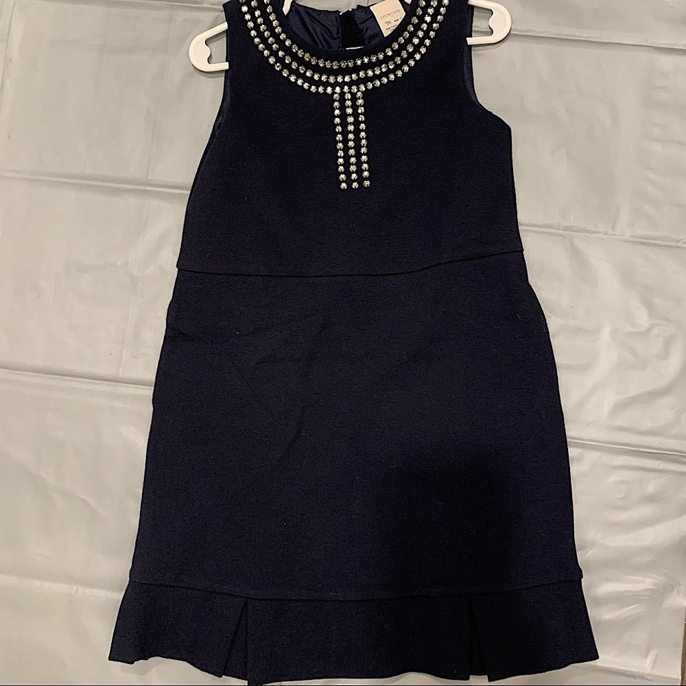 Crewcuts girls size 6 navy dress with jewel collar